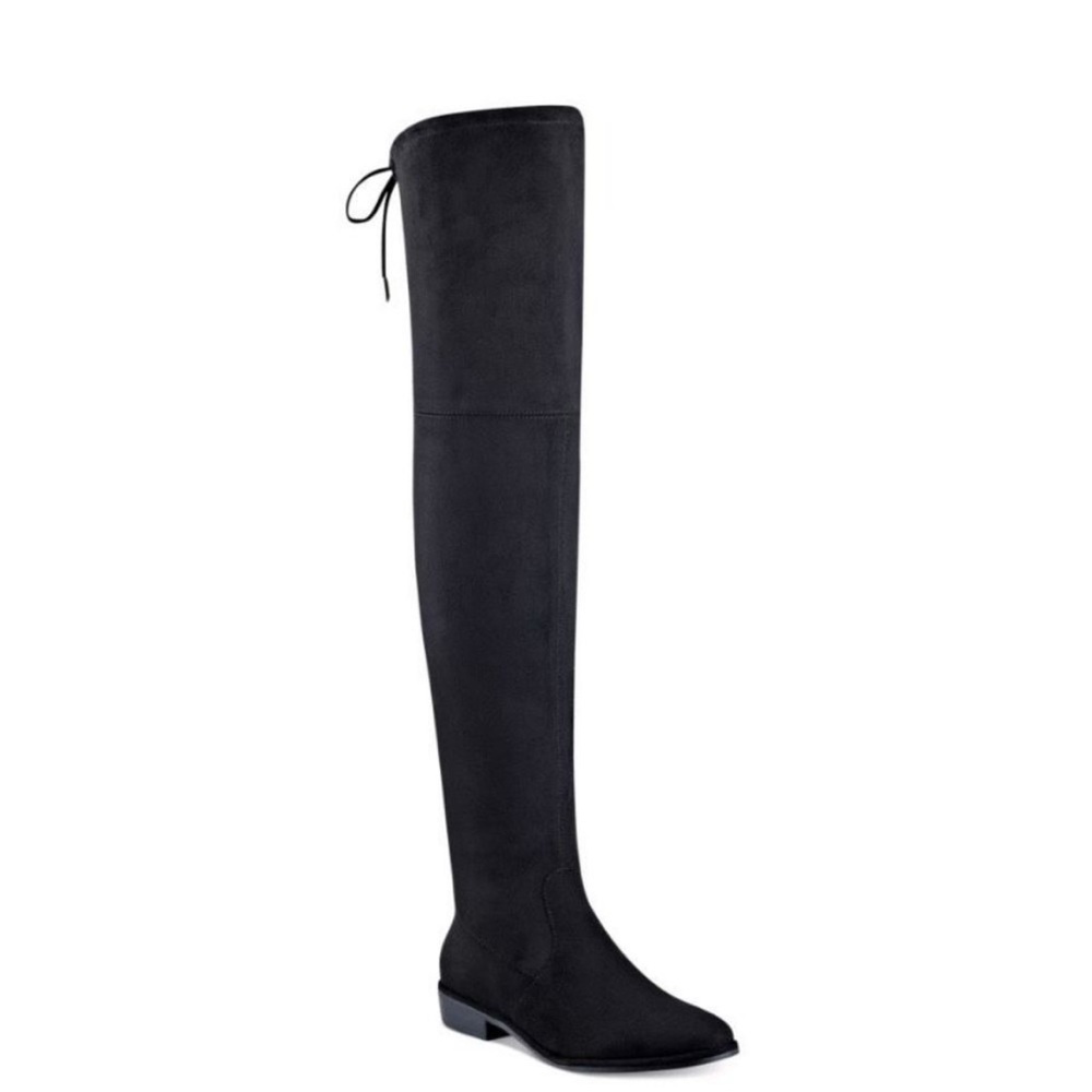 New Marc Fisher Humor2 Padded Insole Riding Over-the-Knee Boots 7.5M Black Suede